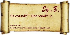 Szvatkó Barnabás névjegykártya